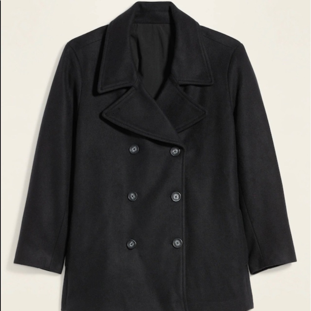 Soft Brushed Pea Coat - Picture 2 of 7